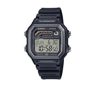 Casio Men's Digital Black Resin Watch 42.1mm, WS1600H-1AV