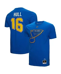 Men's Mitchell & Ness Brett Hull Blue St. Louis Blues Name and Number T-shirt