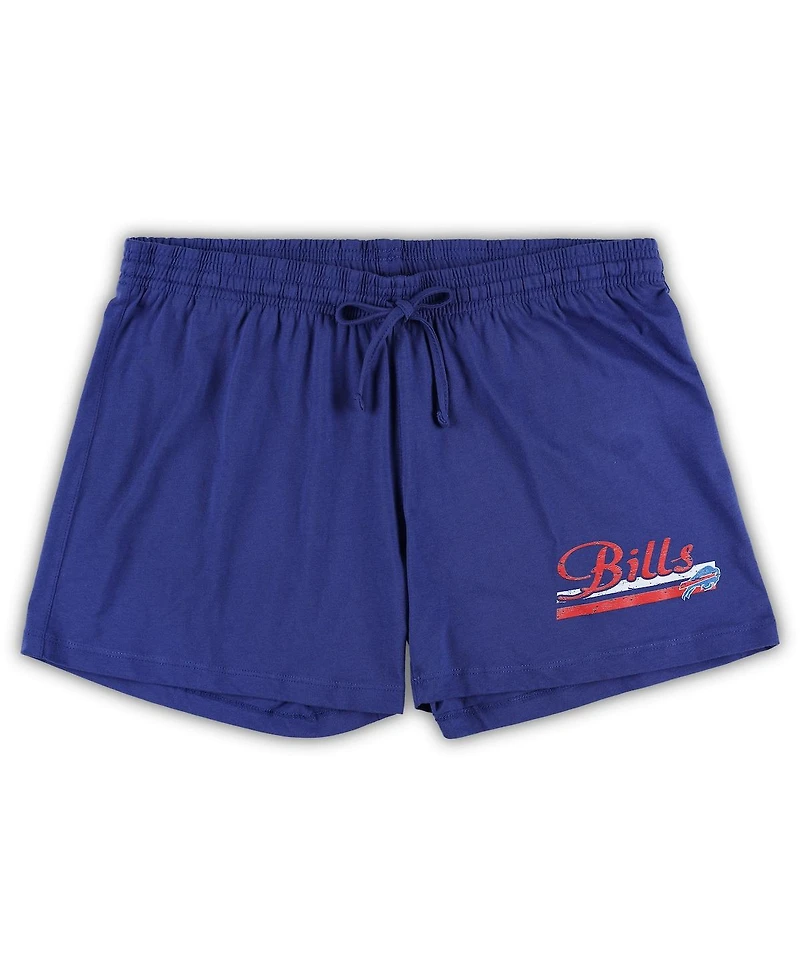 Women's Concepts Sport White, Royal Buffalo Bills Plus Downfield T-shirt and Shorts Sleep Set