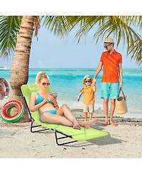 Outsunny Foldable Reclining Pool & Beach Chair w/ Pillow,