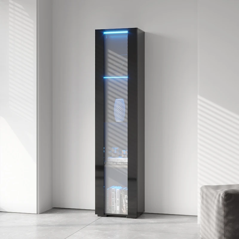 Streamdale Furniture Side Cabinet With Aluminum Strip Lamp