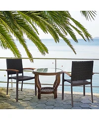 Costway Set of Outdoor Patio Pe Rattan Dining Chairs Armrest Stackable Garden