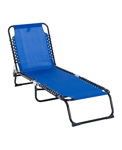 Outsunny Outdoor Folding Chaise Lounge Chair, Portable Lightweight Reclining Garden Sun Lounger with 4-Position Adjustable Backrest for Patio, Deck