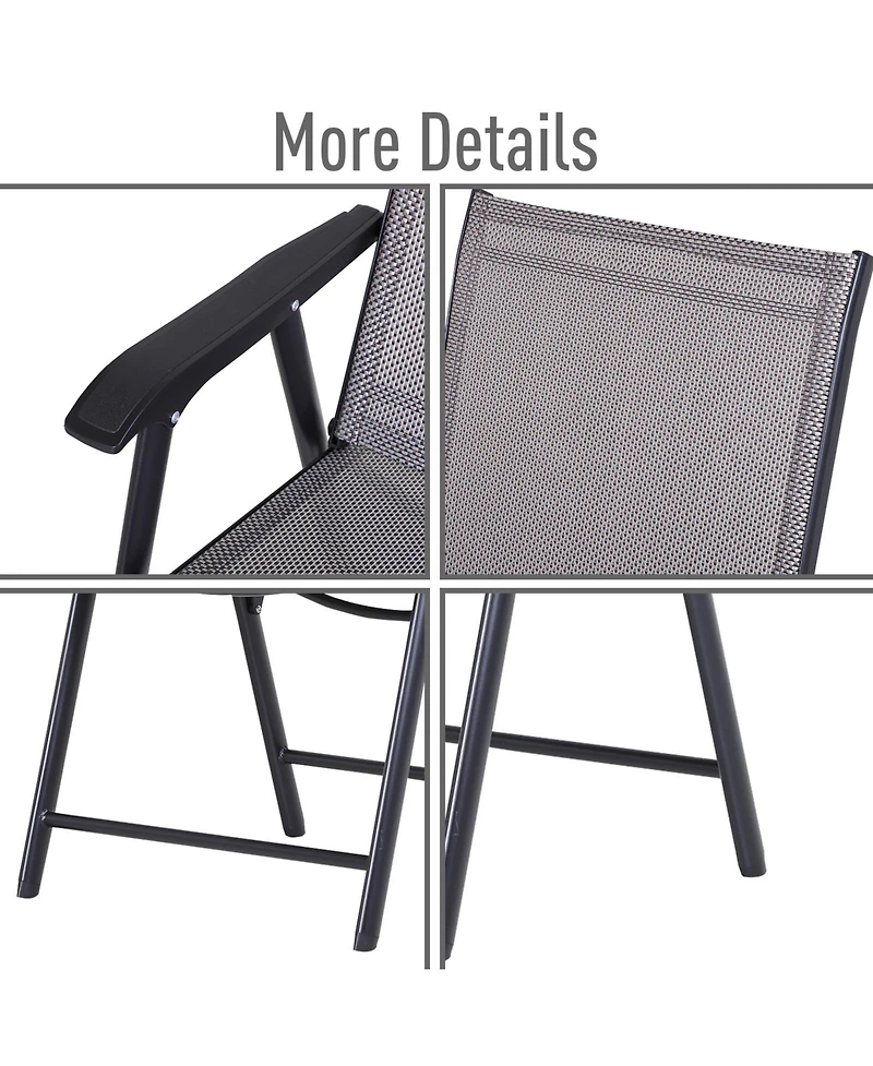 Outsunny Folding Outdoor Patio Chairs Set of Stackable Portable for Deck, Garden