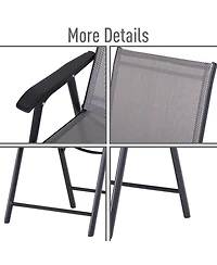 Outsunny Folding Outdoor Patio Chairs Set of Stackable Portable for Deck, Garden