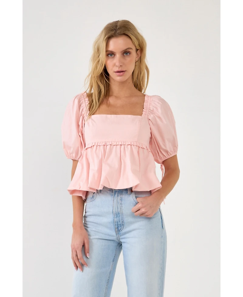 endless rose Women's Blouson Baby Doll Top