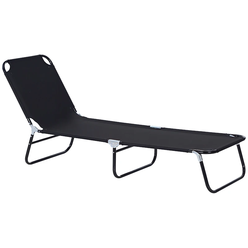 Outsunny Portable Outdoor Sun Lounger, Lightweight Folding Chaise Lounge Chair w/ 5-Position Adjustable Backrest for Beach, Poolside and Patio
