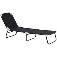 Outsunny Portable Outdoor Sun Lounger, Lightweight Folding Chaise Lounge Chair w/ 5-Position Adjustable Backrest for Beach, Poolside and Patio