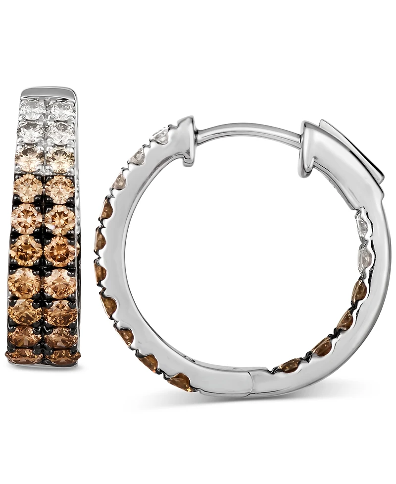 Le Vian Ombre Chocolate Diamond Ombre In & Out Small Hoop Earrings (2-1/4 ct. t.w.) in 14k White Gold, 0.75"