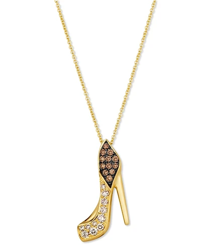 Le Vian Chocolate Diamond & Nude Diamond High Heel Shoe Pendant Necklace (3/8 ct. t.w.) in 14k Gold, 18" + 2" extender