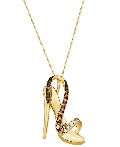 Le Vian Ombre Chocolate Ombre Diamond & Nude Diamond High Heel Sandal Pendant Necklace (3/4 ct. t.w.) in 14k Gold, 18" + 2" extender