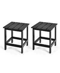 2 Pcs Patio 15'' End Side Coffee Table Square Wooden Slat Deck