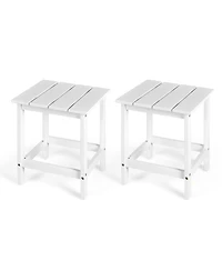 2 Pcs Patio 15'' End Side Coffee Table Square Wooden Slat Deck