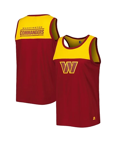 Men's Starter Burgundy, Gold Washington Commanders Logo Touchdown Fashion Tank Top