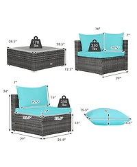 Costway 7PCS Patio Rattan Furniture Set Sectional Sofa Cushioned Garden