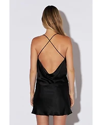 endless rose Women's Cowl Neck Mini Dress with X-Back