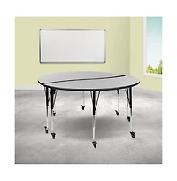 Emma+Oliver 2 Piece Mobile 60" Circle Collaborative Adjustable Activity Table Set