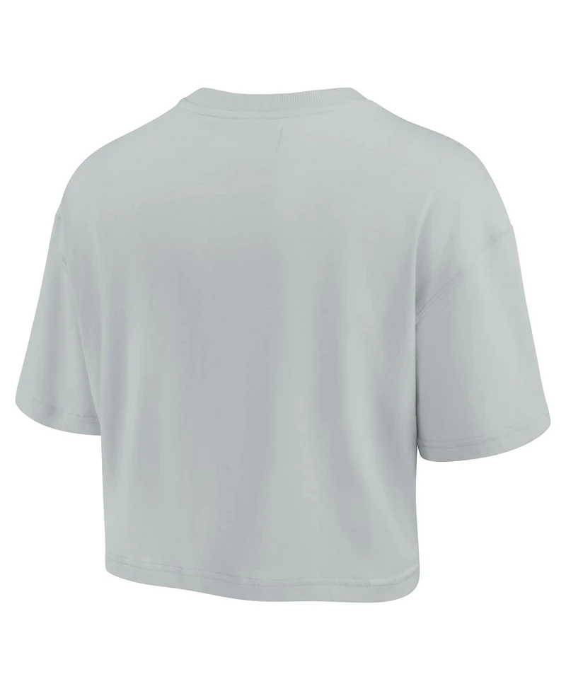 Women's Fanatics Signature Gray Green Bay Packers Super Soft Short Sleeve Cropped T-shirt