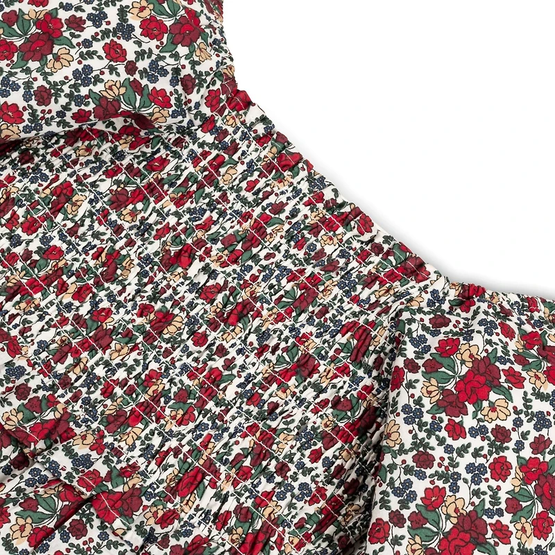 Hope & Henry Toddler Girls Short Bubble Sleeve Smocked Dress