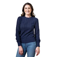 Hope & Henry Women's Long Sleeve Pointelle Sweater with Bellow Sleeves