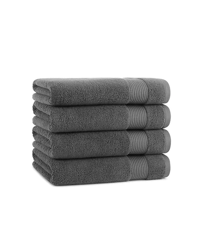 Arkwright Home Host and Bath Towels (4 Pack), Solid Color Options, 27x54 in, Double Stitched Edges, 600 Gsm, Soft Ringspun Cotton, Stylish Stripe