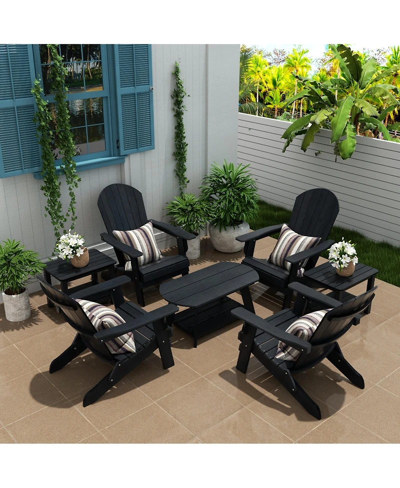 WestinTrends 7-Piece Outdoor Folding Adirondack Chair Conversation Set