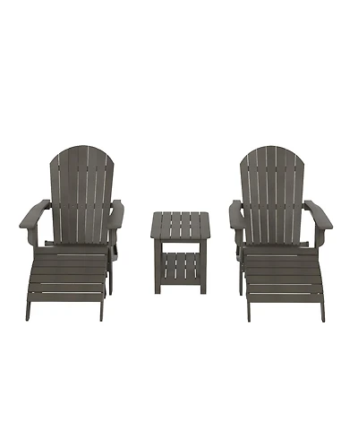 WestinTrends 5-Piece Outdoor Adirondack Chair with Ottoman and Side Table Set