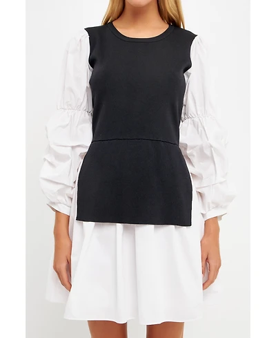 English Factory Women's Mixed Media Mini Dress