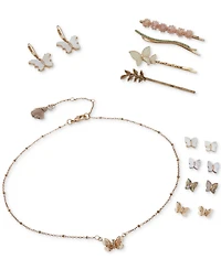 lonna & lilly 4-Pc. Gold-Tone Crystal & Stone Butterfly Bobby Pin Set