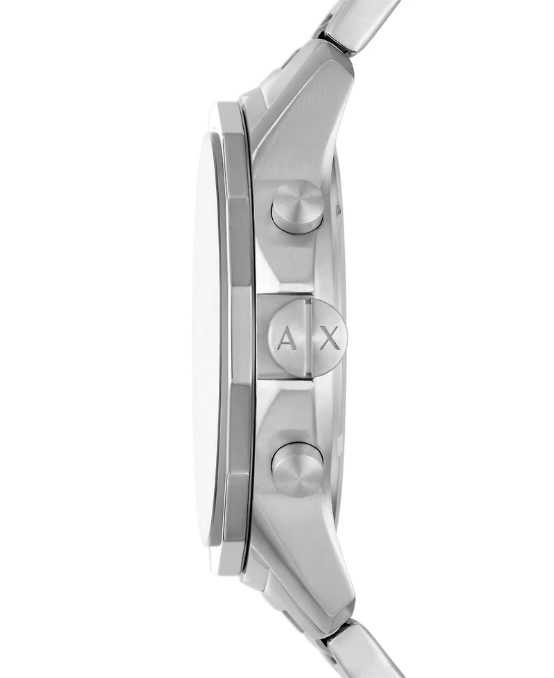 A|X Armani Exchange Men's Quartz Chronograph Silver-Tone Stainless Steel Watch 44mm
