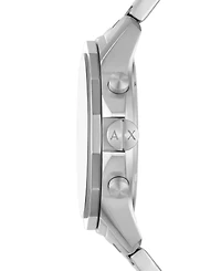 A|X Armani Exchange Men's Quartz Chronograph Silver-Tone Stainless Steel Watch 44mm