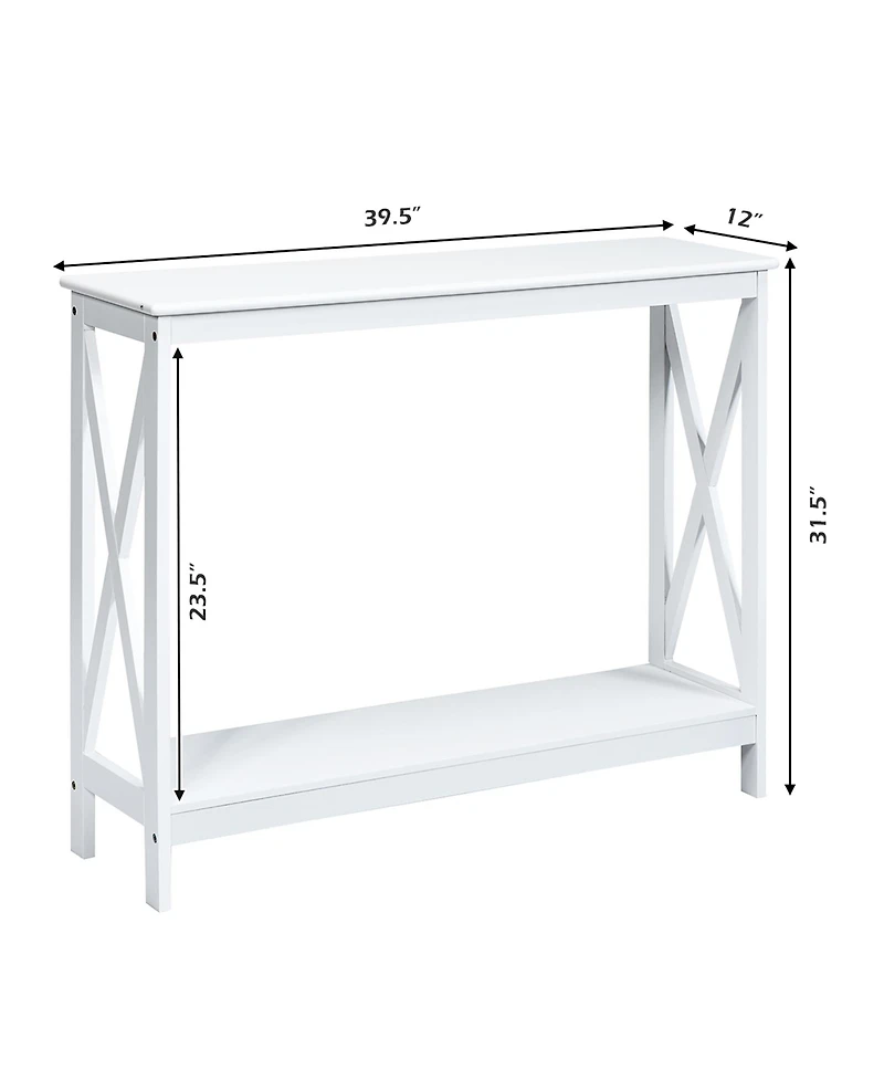 2-Tier Console Table x-Design Bookshelf Sofa Side Accent Table