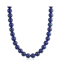 Bling Jewelry Plain Simple Classic Dark Blue Natural Lapis Lazuli Round 10MM Bead Strand Necklace Silver Plated Clasp