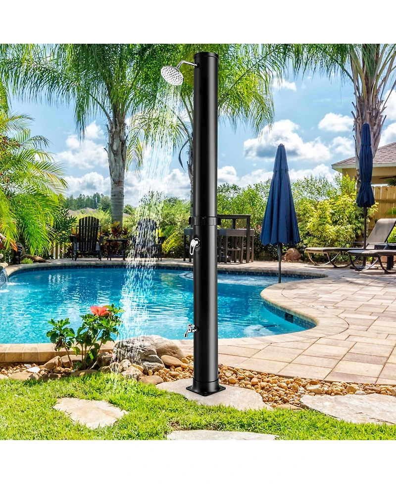 7.2 Ft 10 Gallon Solar Heated Shower w/Adjustable Head & Foot Tap Spigot