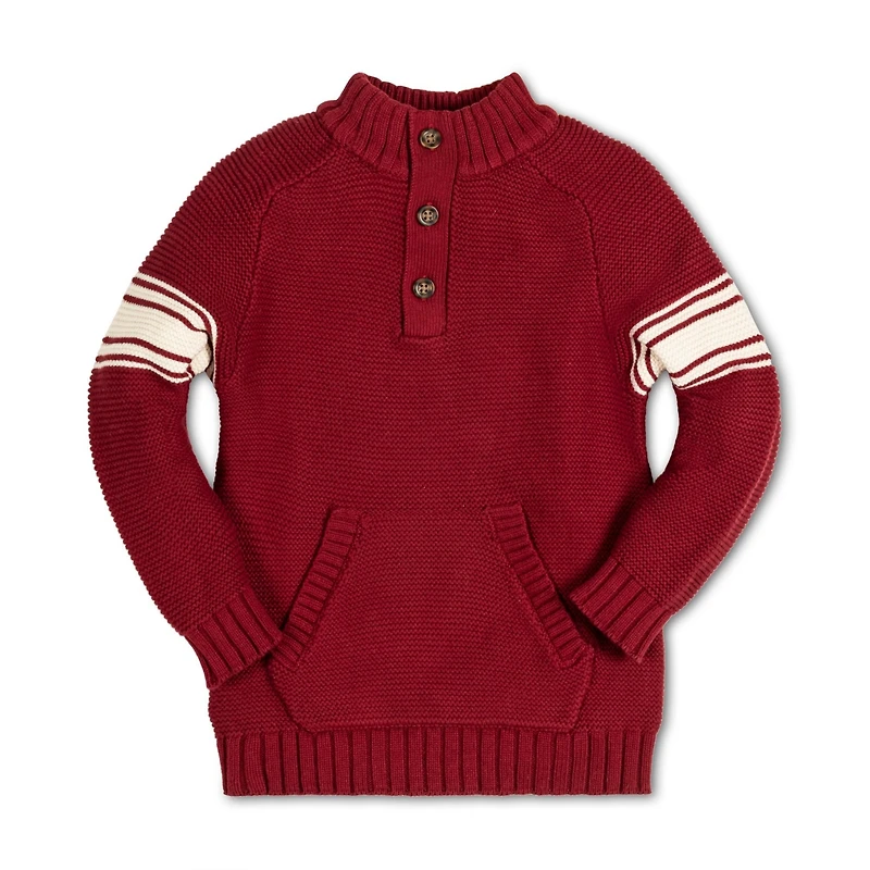 Hope & Henry Baby Boys Organic Long Sleeve Mock Neck Raglan Sweater with Kanga Pocket