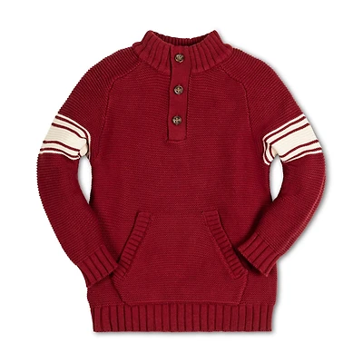 Hope & Henry Baby Boys Organic Long Sleeve Mock Neck Raglan Sweater with Kanga Pocket