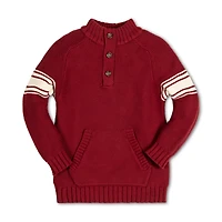 Hope & Henry Baby Boys Organic Long Sleeve Mock Neck Raglan Sweater with Kanga Pocket