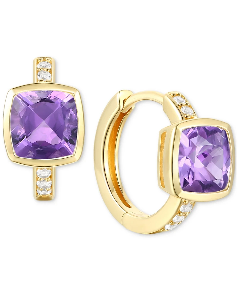 2-Pc. Set Garnet: (4-1/6 ct. t.w.) & Lab-Grown White Sapphire (1/20 Pendant Necklace Matching Small Hoop Earrings Gold-Plated Sterling