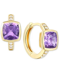 2-Pc. Set Garnet: (4-1/6 ct. t.w.) & Lab-Grown White Sapphire (1/20 Pendant Necklace Matching Small Hoop Earrings Gold-Plated Sterling