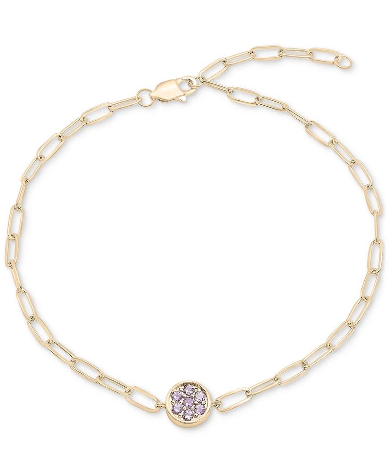 Amethyst Bezel Ankle Bracelet (1/5 ct. t.w.) in 14k Gold-Plated Sterling Silver