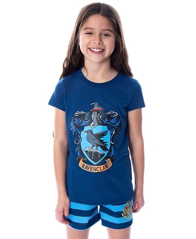 Harry Potter Girls Hogwarts Castle House Crest 2-Piece Shirt Shorts Pajama Set
