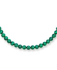 Bling Jewelry Plain Simple Dark Forrest Green Imitation Synthetic Malachite Round 10MM Bead Strand Necklace Silver Plated Clasp