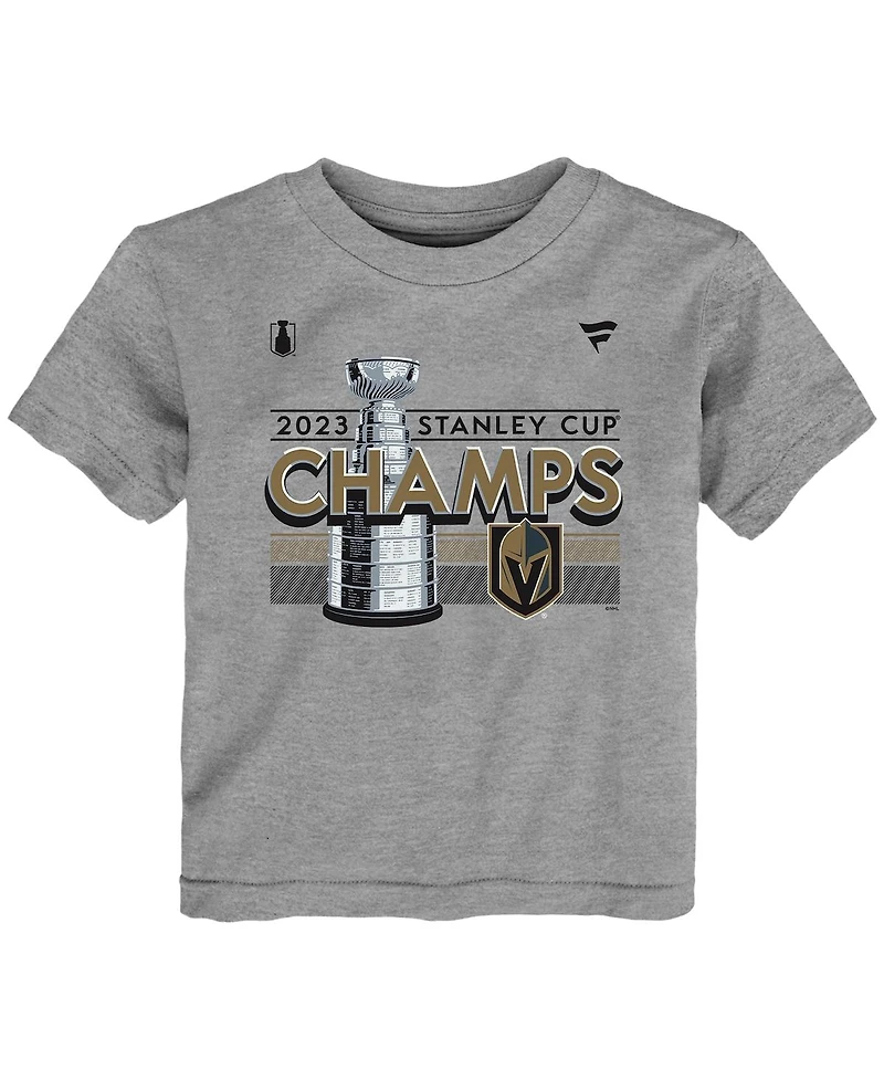 Infant Boys and Girls Fanatics Heather Gray Vegas Golden Knights 2023 Stanley Cup Champions Locker Room T-shirt
