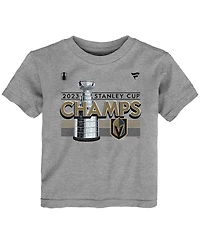 Infant Boys and Girls Fanatics Heather Gray Vegas Golden Knights 2023 Stanley Cup Champions Locker Room T-shirt
