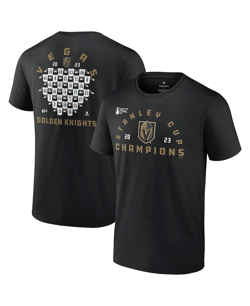 Men's Fanatics Black Vegas Golden Knights 2023 Stanley Cup Champions Jersey Roster T-shirt