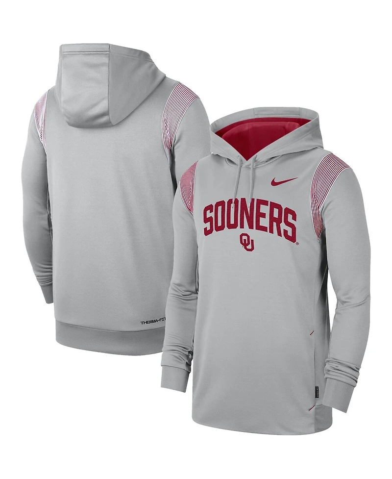 Men's Nike Gray Oklahoma Sooners 2022 Game Day Sideline Performance Pullover Hoodie