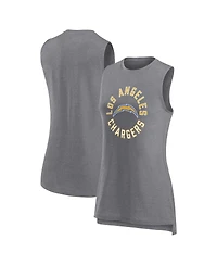 Women's Fanatics Heather Gray Los Angeles Chargers What Goes Around Tank Top