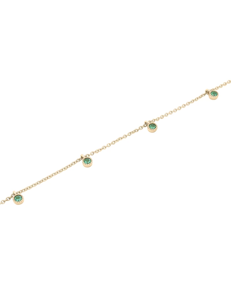 Lab-Grown Emerald Dangle Bezel Ankle Bracelet (1/5 ct. t.w.) in 14k Gold-Plated Sterling Silver