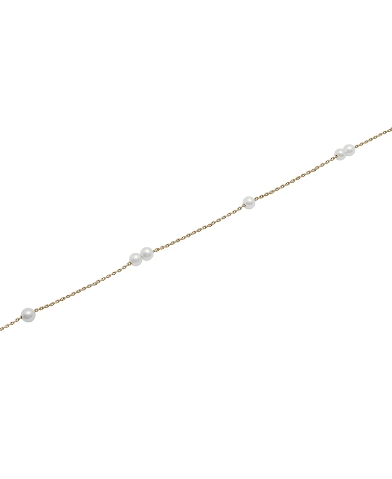 Cultured Freshwater Pearl (3mm) Station Anklet Bracelet