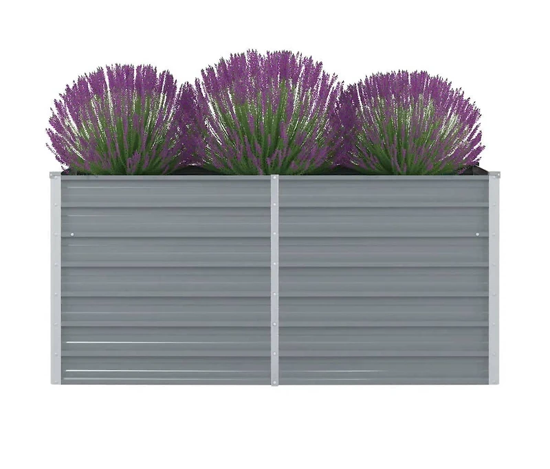 Raised Garden Bed 63"x31.5"x30.3" Galvanized Steel Gray